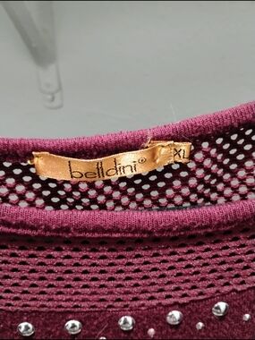 Belldini Burgundy Mesh Studded Intimate Top